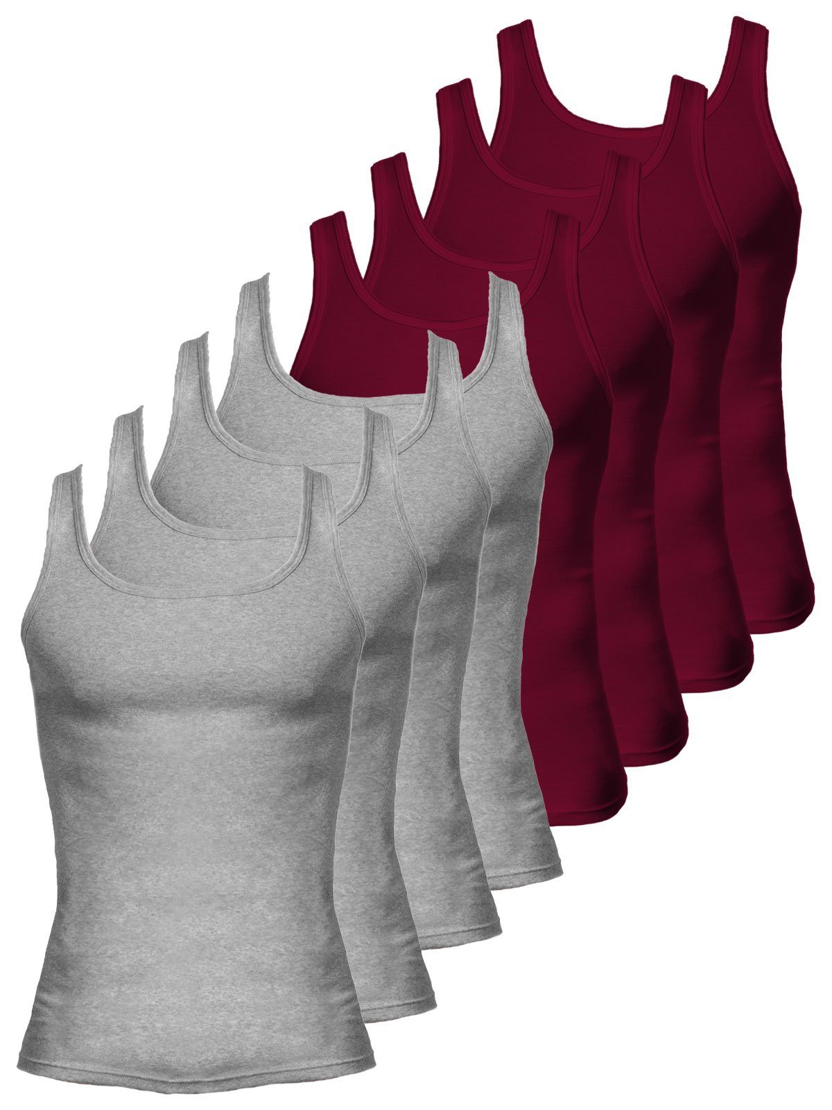 KUMPF Achselhemd 8er Sparpack Herren Unterhemd Bio Cotton (Spar-Set, 8-St) - steingrau-melange rubin