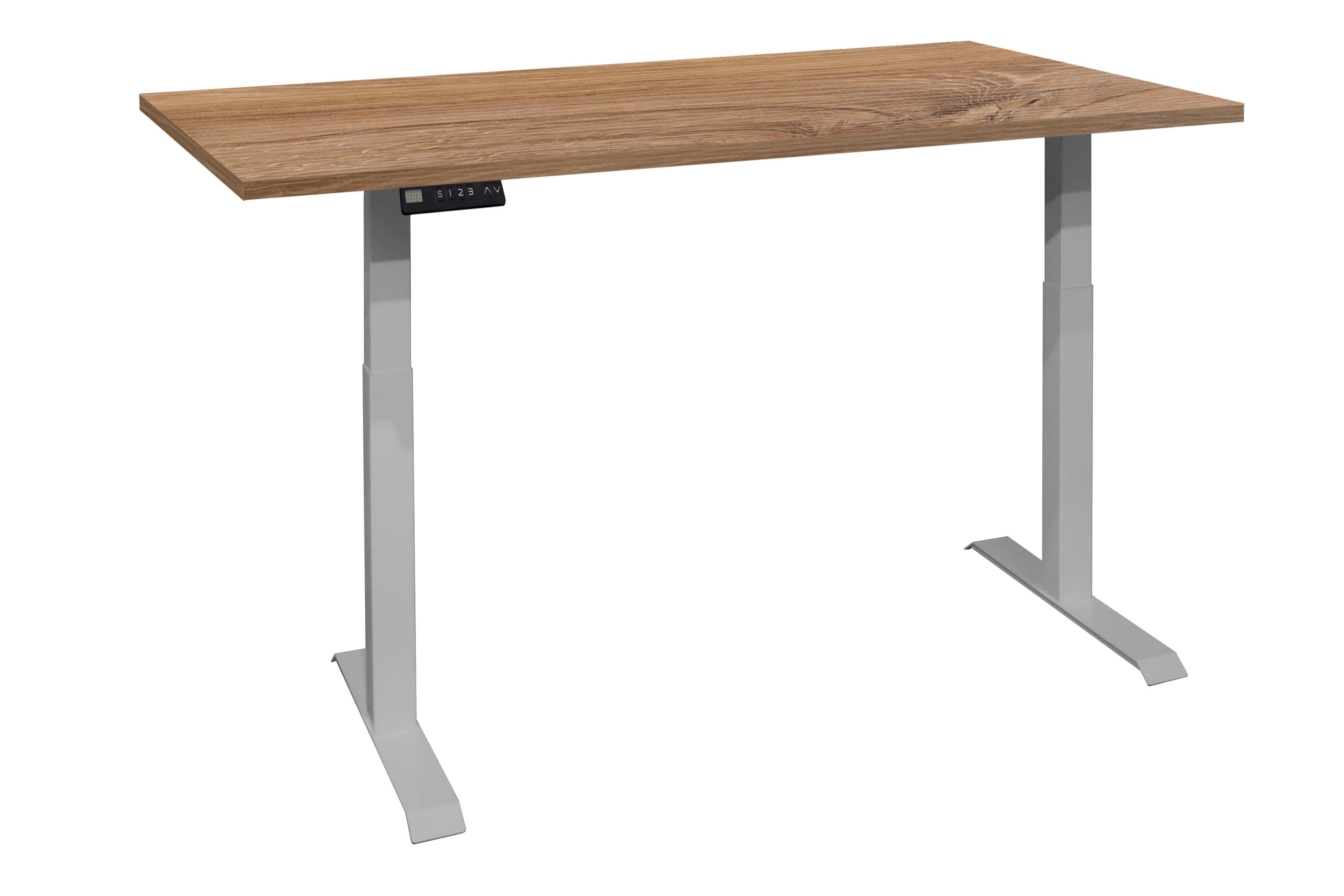 oak silber Schreibtisch System stirling Breite stirling Office, Big 180 elektrisch / oak cm, | Mäusbacher höhenverstellbar