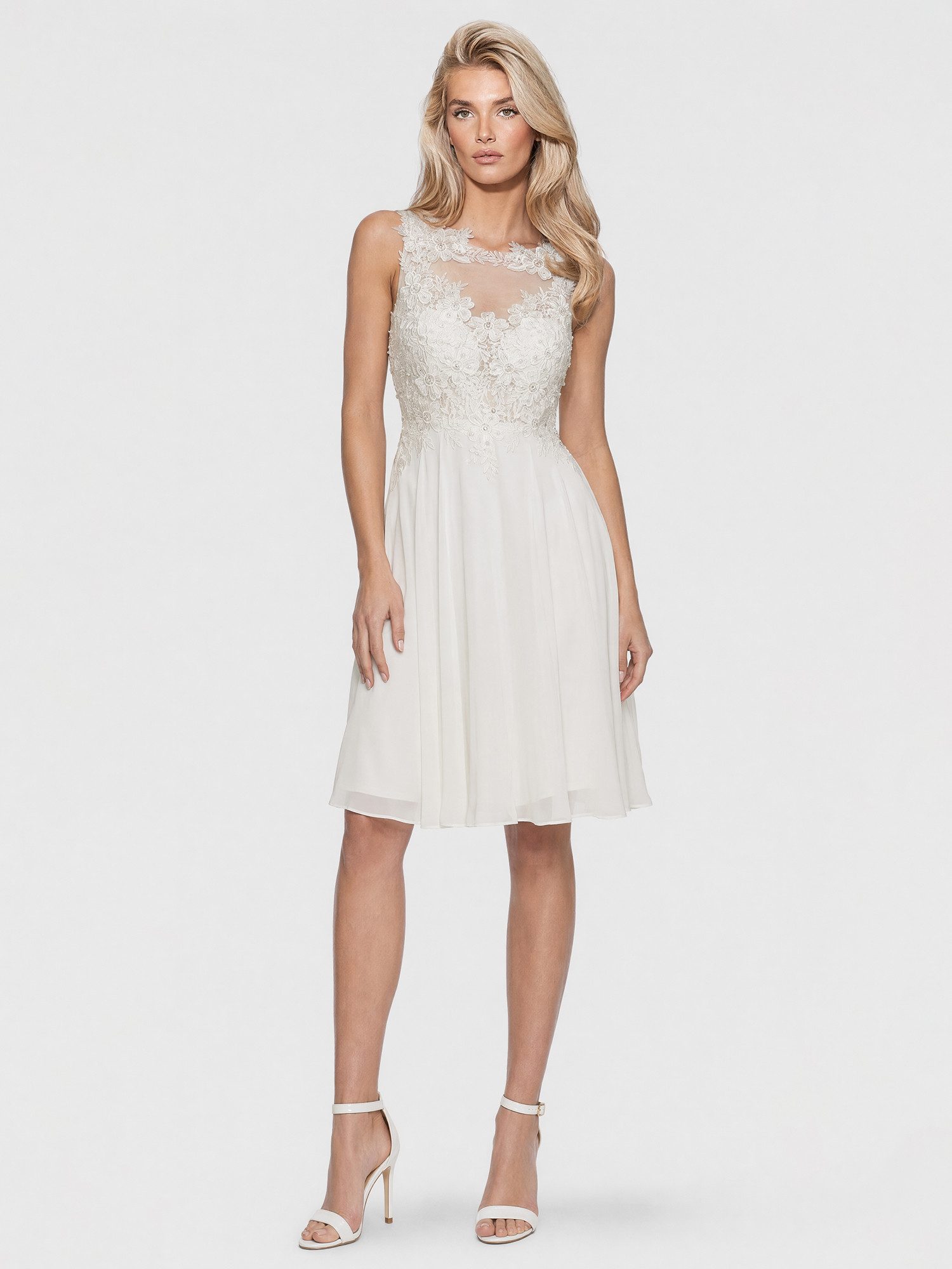 Apart Cocktailkleid mit floraler Spitze und Chiffon – Bild 3 von 5