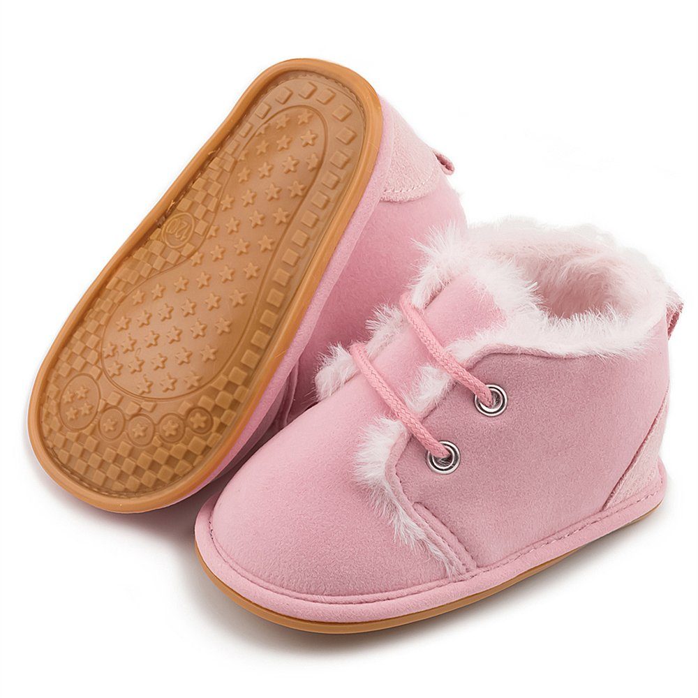 Rouemi Babyschuhe, Kleinkinderschuhe warm gepolstert,rutschfeste Babystiefel Babystiefel Rosa