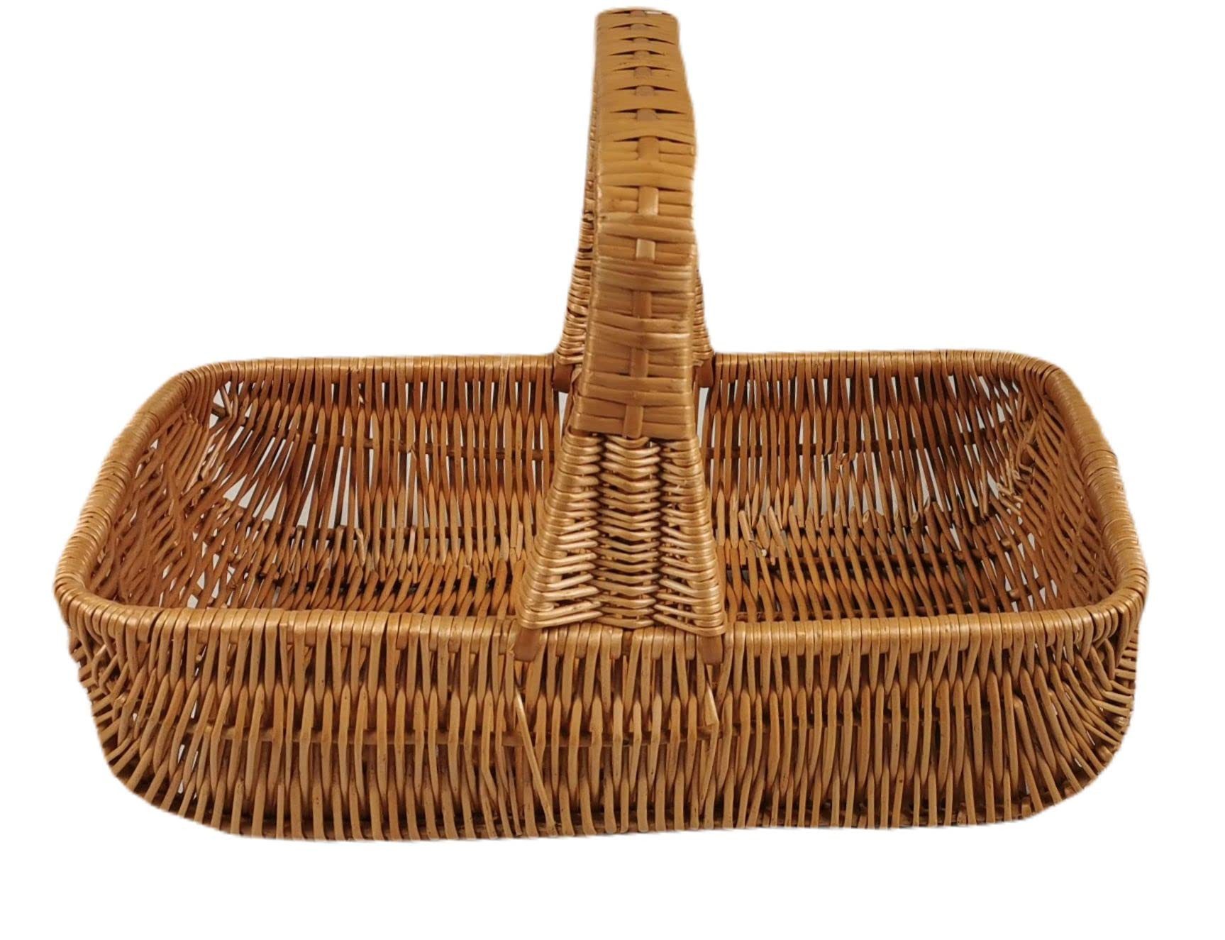 natuleo by pokuc Flaschenkorb Tablett aus Weide mit Henkel Braun rechteckig 48x30x32 cm