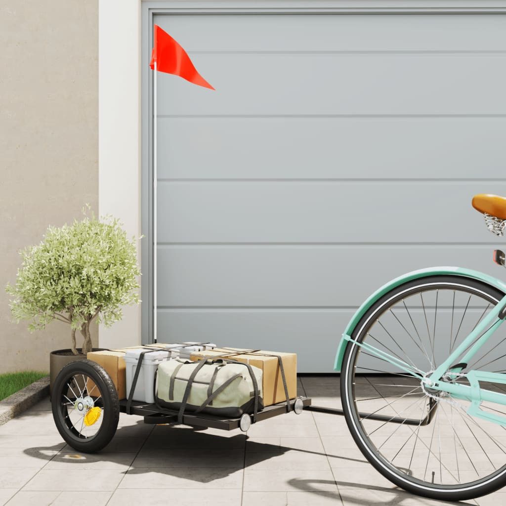 vidaXL Fahrradlastenanhänger Fahrradanhänger Schwarz 122x53x28 cm Eisen