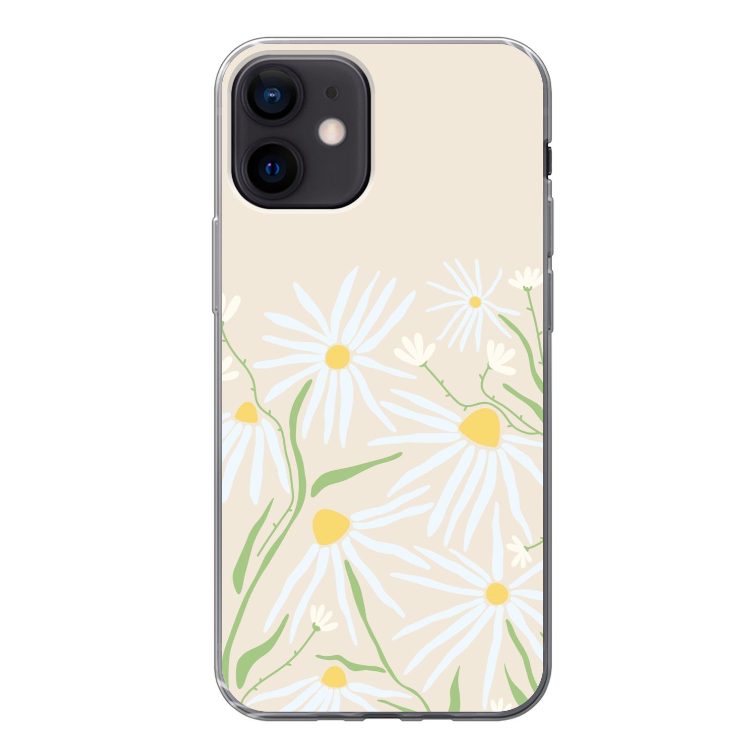 MuchoWow Handyhülle für Apple iPhone 12 Blume - Muster - Gelb, Smartphone-Bumper, Print, Handy Schutzhülle Dünn