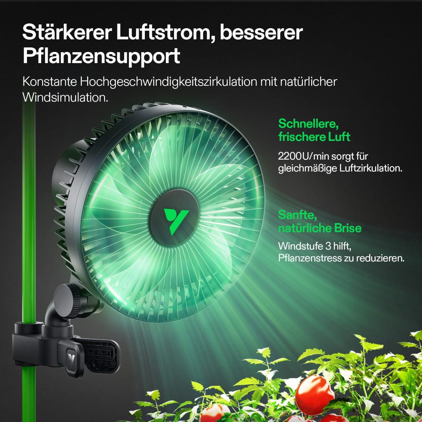 VIVOSUN Tischventilator Vivosun AeroWave A6 Clip Fan, 15 cm Durchmesser, Clip Ventilator mit Oszillation im 2er Set