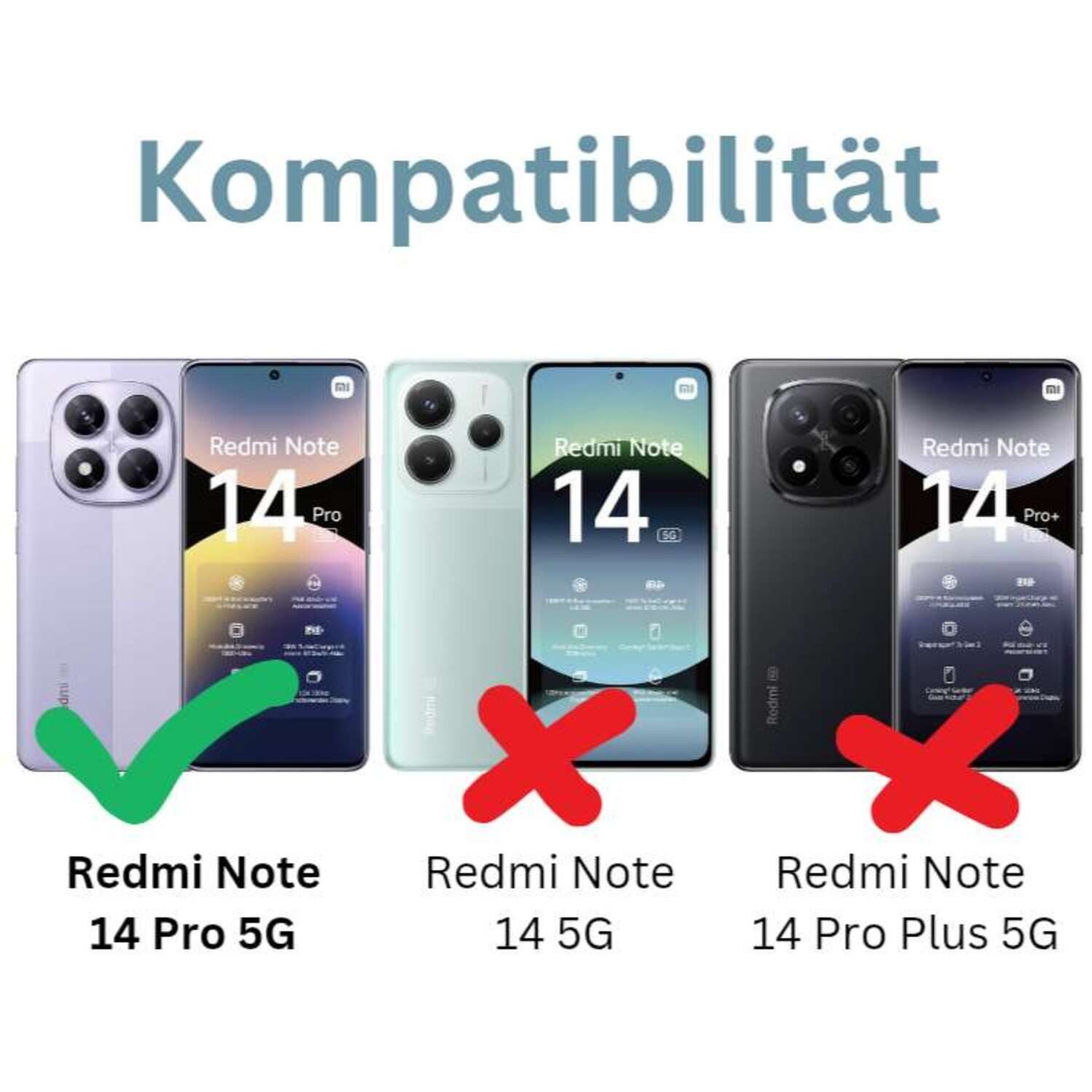 CLM-Tech Handytasche für Xiaomi Redmi Note 14 PRO 5G Hülle aus PU-Leder Klapphülle (Pflaumenblüte blau, Handyhülle mit Standfunktion - Wallet Flip Case inklusiv – Bild 2 von 5