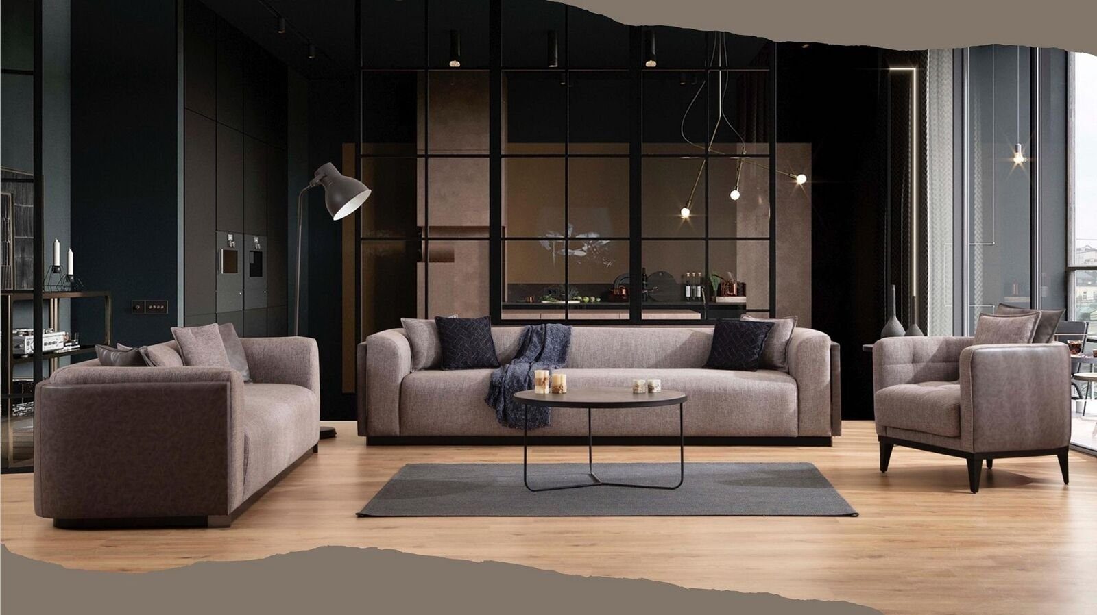 Europa 3 Set, Couch in Gruppe Made Design Sitzer Teile, Polster 1 4-Sitzer Sofas Sofagarnitur Modern 4 JVmoebel