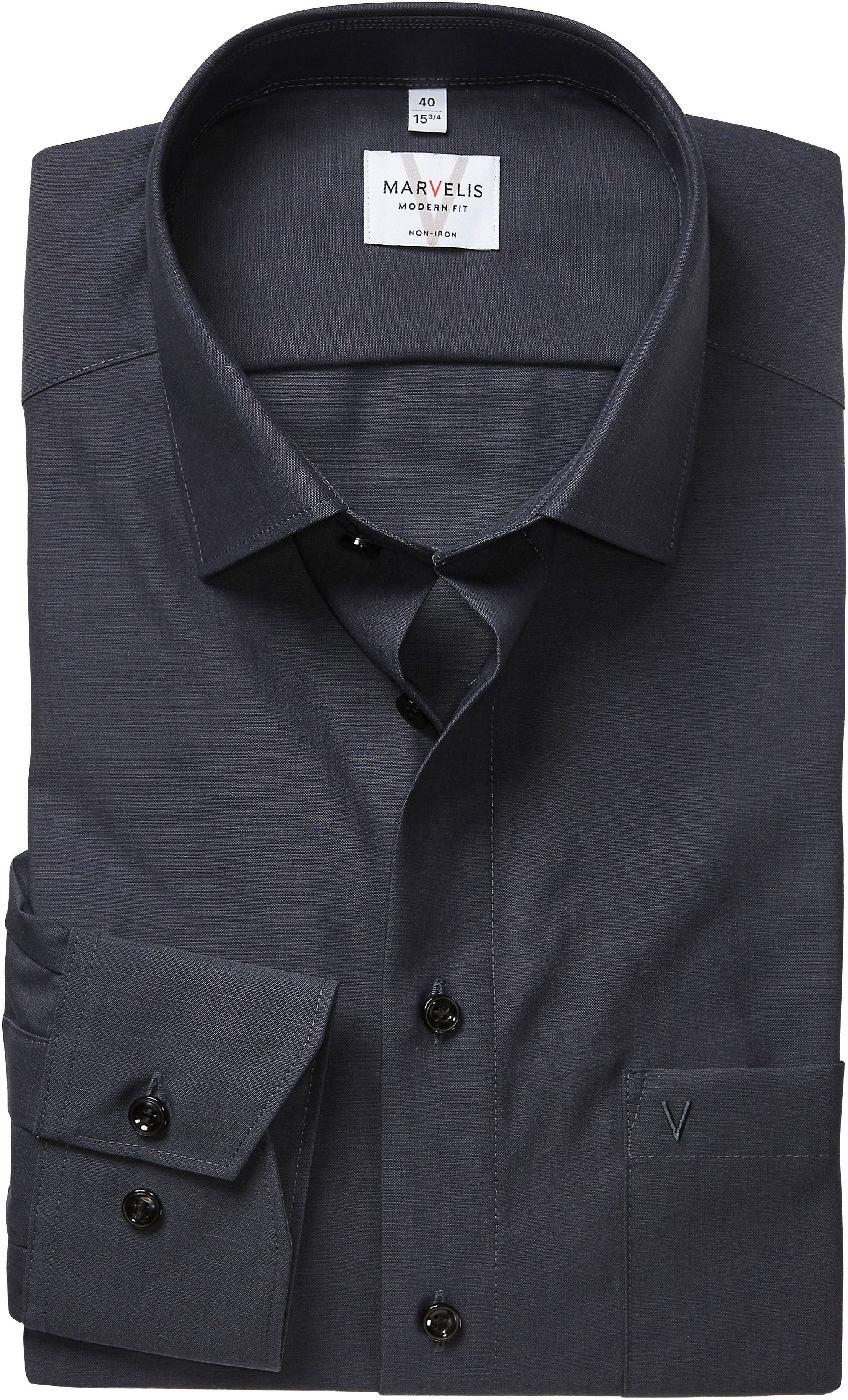 MARVELIS Langarmhemd Businesshemd, Basic, New-Kentkragen, leicht tailliert günstig online kaufen