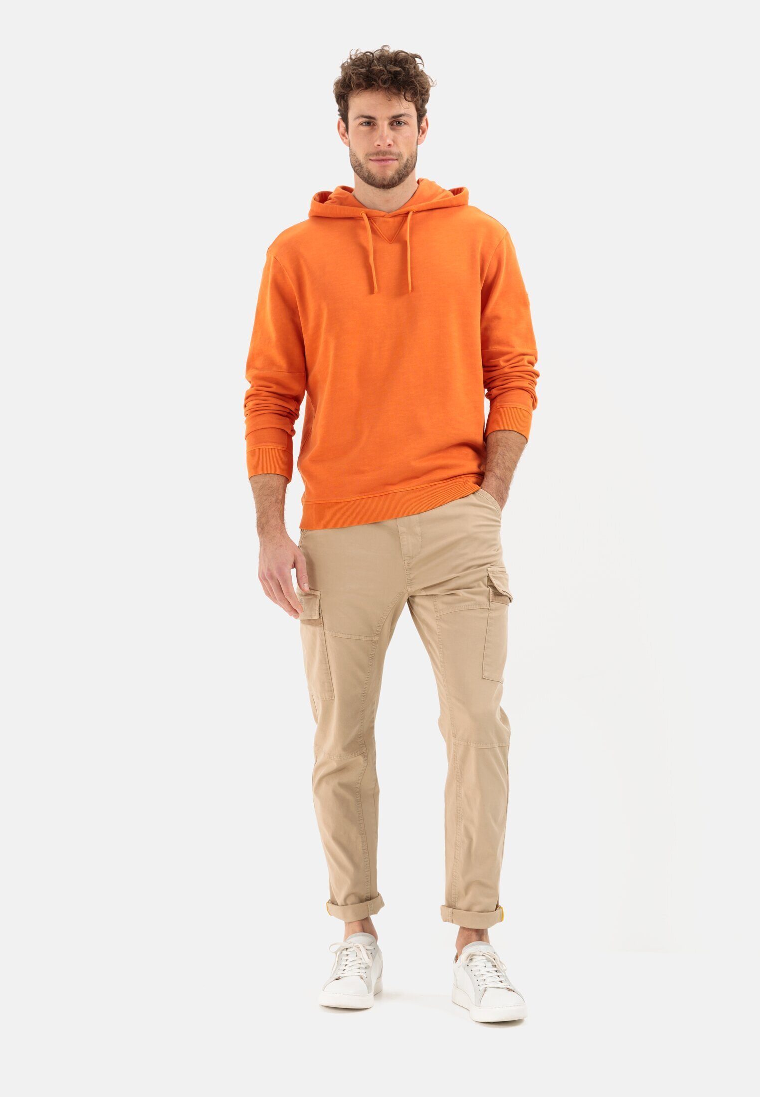 camel active Hoodie Hoodie aus reiner Baumwolle Langarm