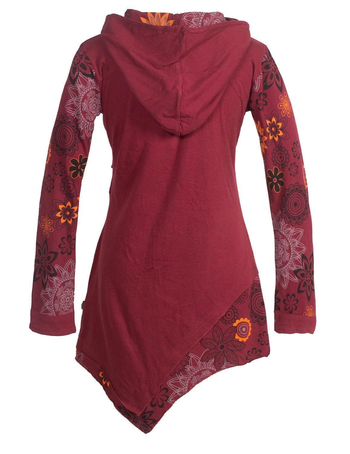 Vishes Jerseykleid Asymmetrisches Langarm Blumen-Kleid mit Kapuze Hippie, G günstig online kaufen