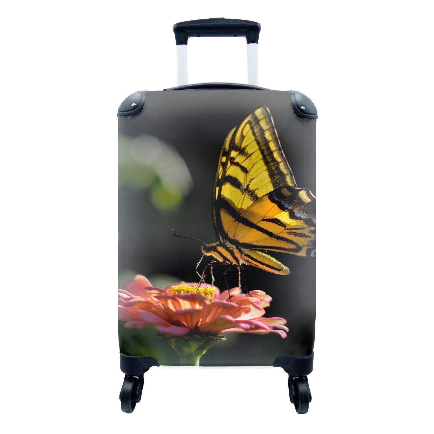 MuchoWow Handgepäckkoffer Schmetterling - Botanisch - Blume, 4 Rollen, Reisetasche mit rollen, Handgepäck für Ferien, Trolley, Reisekoffer