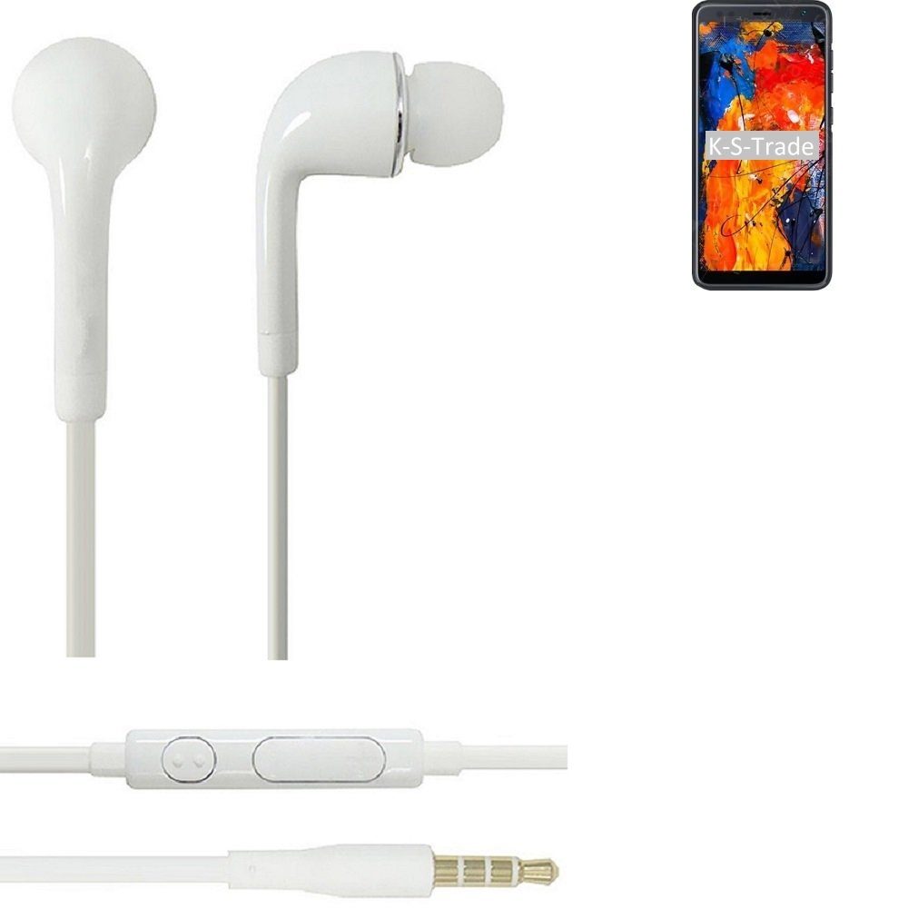 K-S-Trade für Haier Alpha A5 In-Ear-Kopfhörer (Kopfhörer Headset mit Mikrofon u Lautstärkeregler weiß 3,5mm)