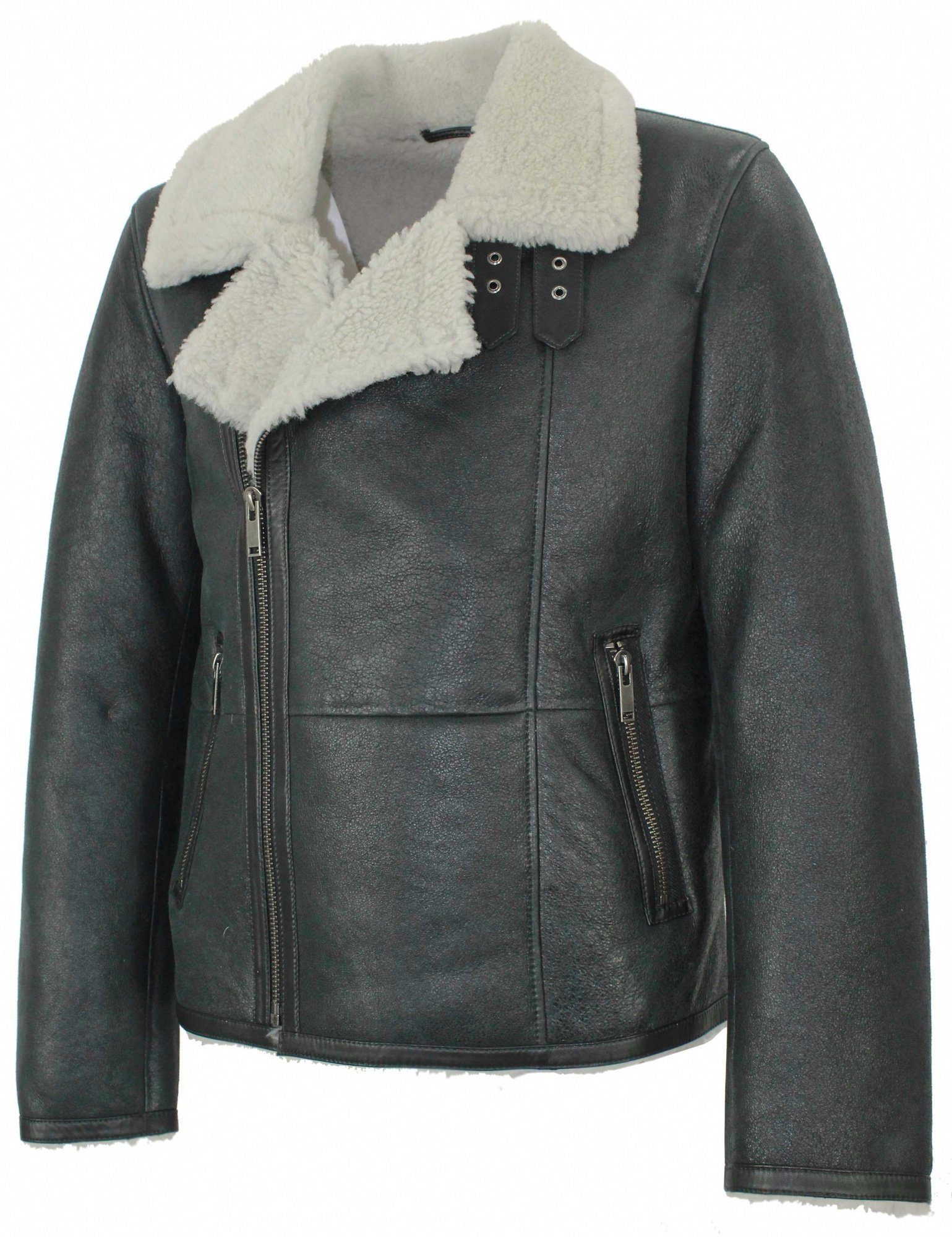 Jilani Lederjacke Jilani - Herren Lammfelljacke Lederjacke anthrazit-weiß günstig online kaufen