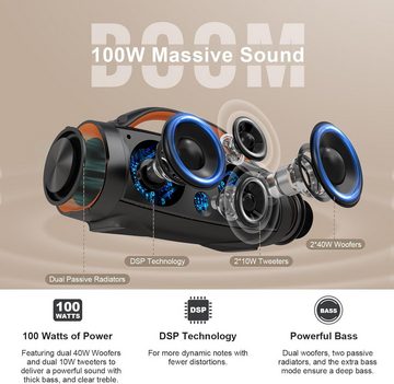 DOSS Bluetooth Lautsprecher, Extreme Boom+ Musikbox Bluetooth mit 100W Bluetooth-Lautsprecher