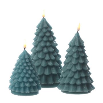 Deluxe Homeart LED-Kerze Tannenbaum Weihnachtsbaum Deluxe Echtwachs flackernd H:11cm dunkelgrün (1-tlg)