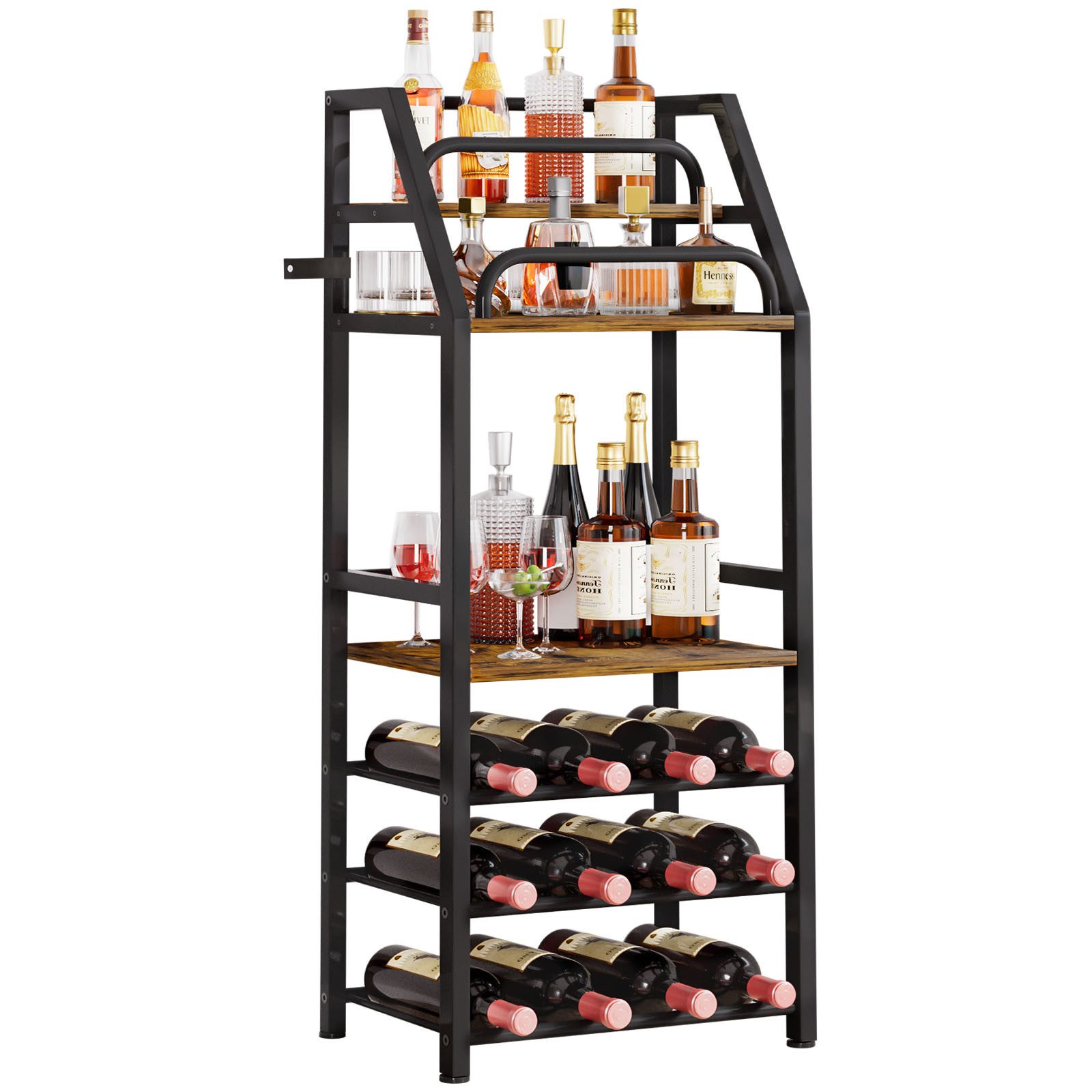 Yorbay Weinregal aus Holz &Metal,Weinregal Stehend mit Flaschenablage, 6-st günstig online kaufen