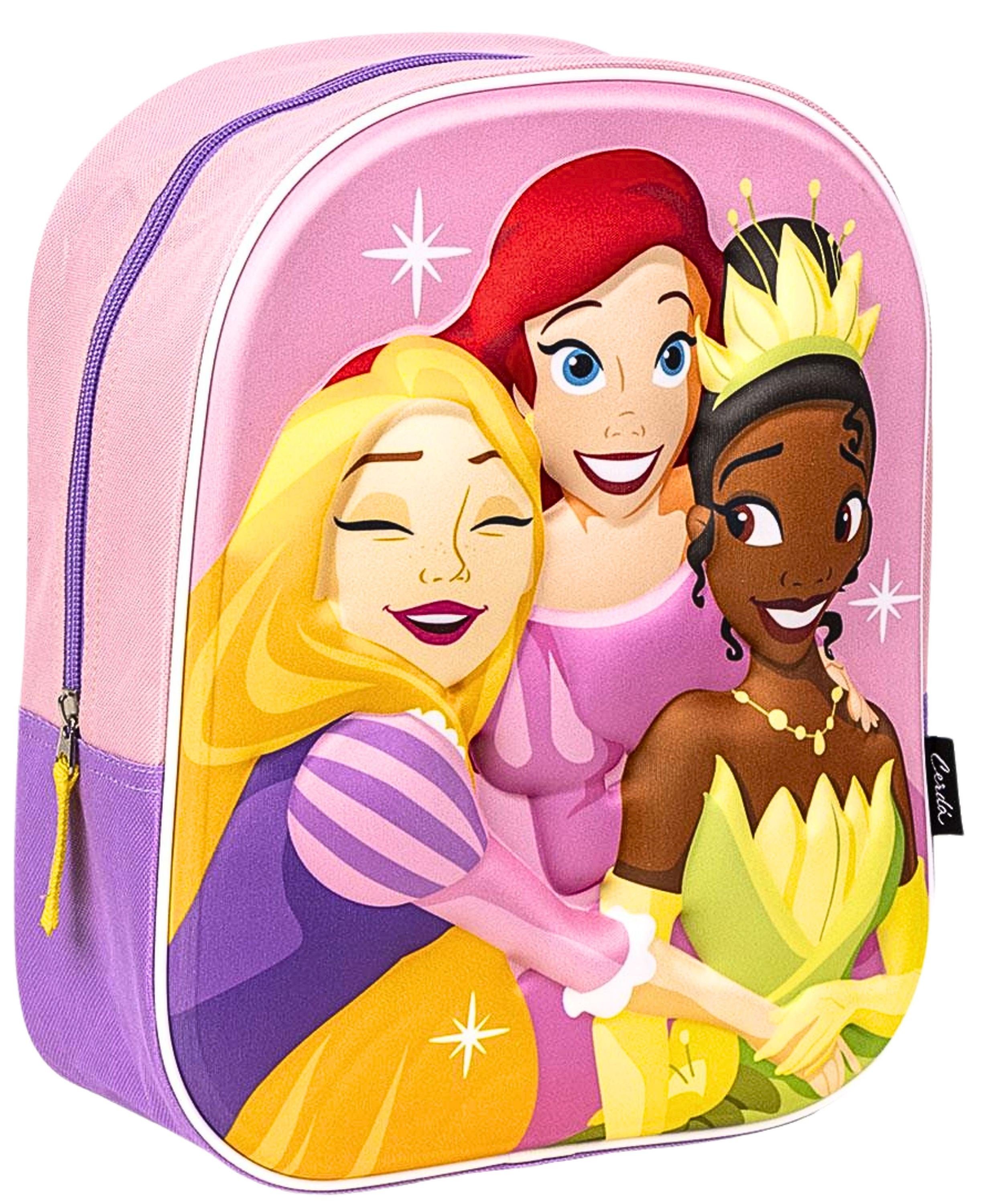 Disney Princess Kindergartentasche, 3D Kinder-Rucksack 31x25x10 cm