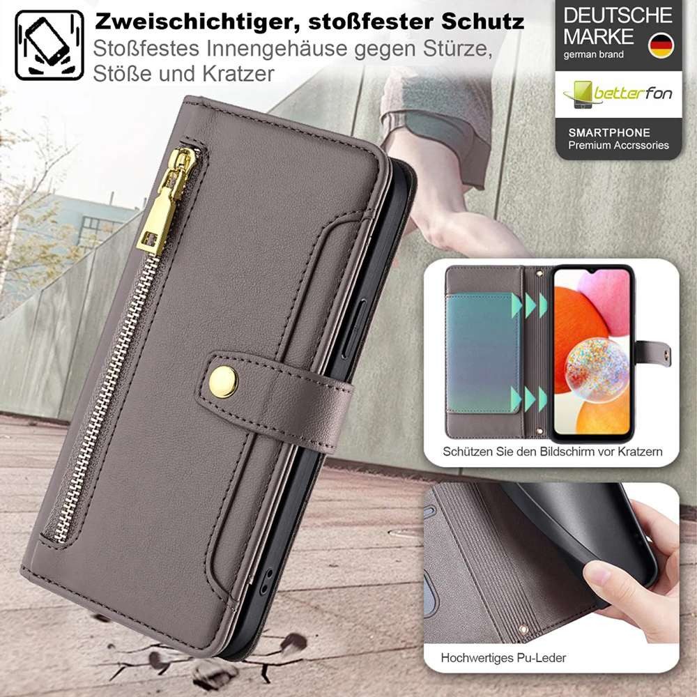 betterfon Handykette für Samsung Galaxy Leder Umhänge Hülle mit Kartenfächer, Hände frei – mit Silikonhülle & Schnur für flexiblen Alltag – Bild 3 von 5