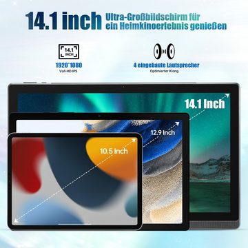 MESWAO 14.1-Zoll Tablet Android 12 mit 1920 * 1080 IPS HD Großes Display Tablet (14.1", 128 GB, WIFI-Version, unterstützt keine SIM-Karte)