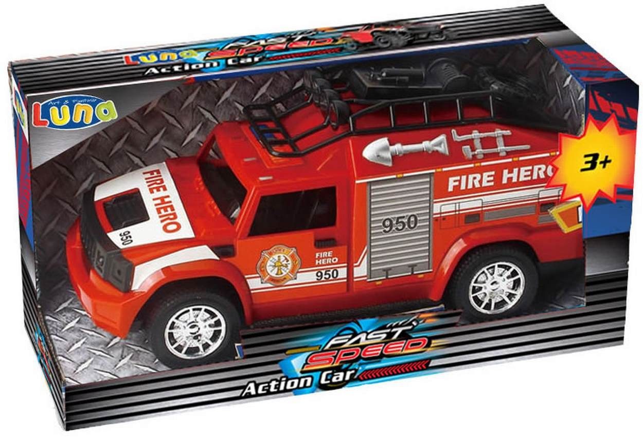 Diakakis Spielzeug-Feuerwehr Offroader SUV Geländewagen Reibungsbetrieben