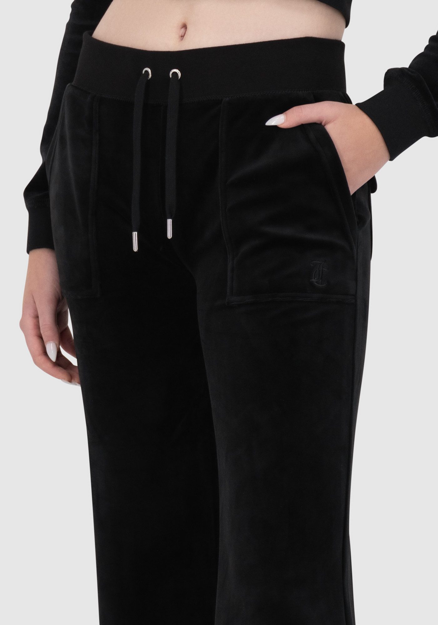 Juicy Couture Sweathose LAYLA LOW RISE POCKETED FLARE PANT Damen Trainingshose Damen, Sweathose, Velour, Jogginghose mit Glitzer, Sale