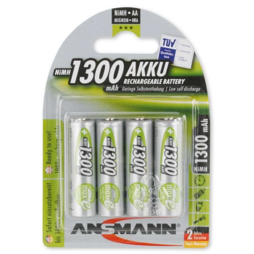 ANSMANN® Ansmann NiMH-Akku Mignon 1300mAh 4er-Blister Akku 1300 mAh (1,2 V)