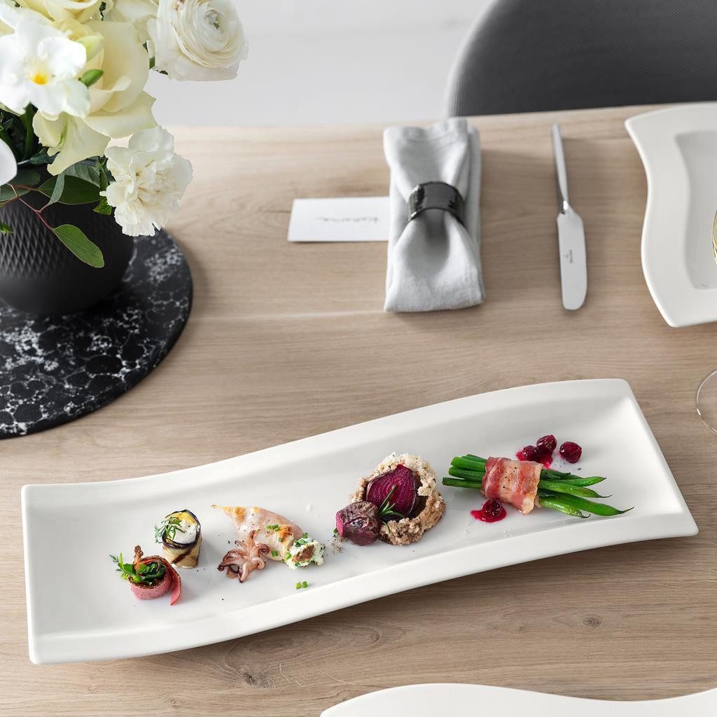 Villeroy & Boch Servierplatte NewWave Antipastiteller 42 x 15 cm 4er Set, Porzellan, (4-tlg)