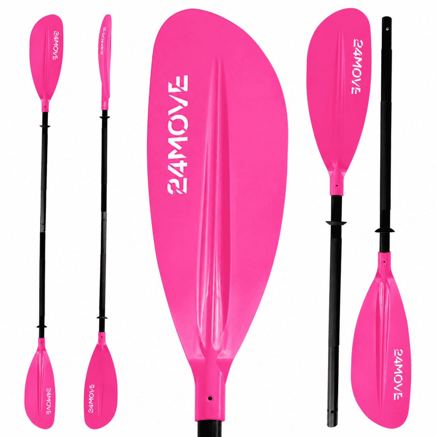24Move Doppelpaddel, Stand Up Paddle Aluminium SUP-Paddel, für Paddelboards, Kajakboot und Ruderboot