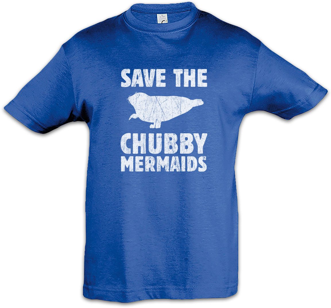 Print-Shirt Save The Chubby Mermaids Kinder T-Shirt Dick Dicker Stolz Übergewicht