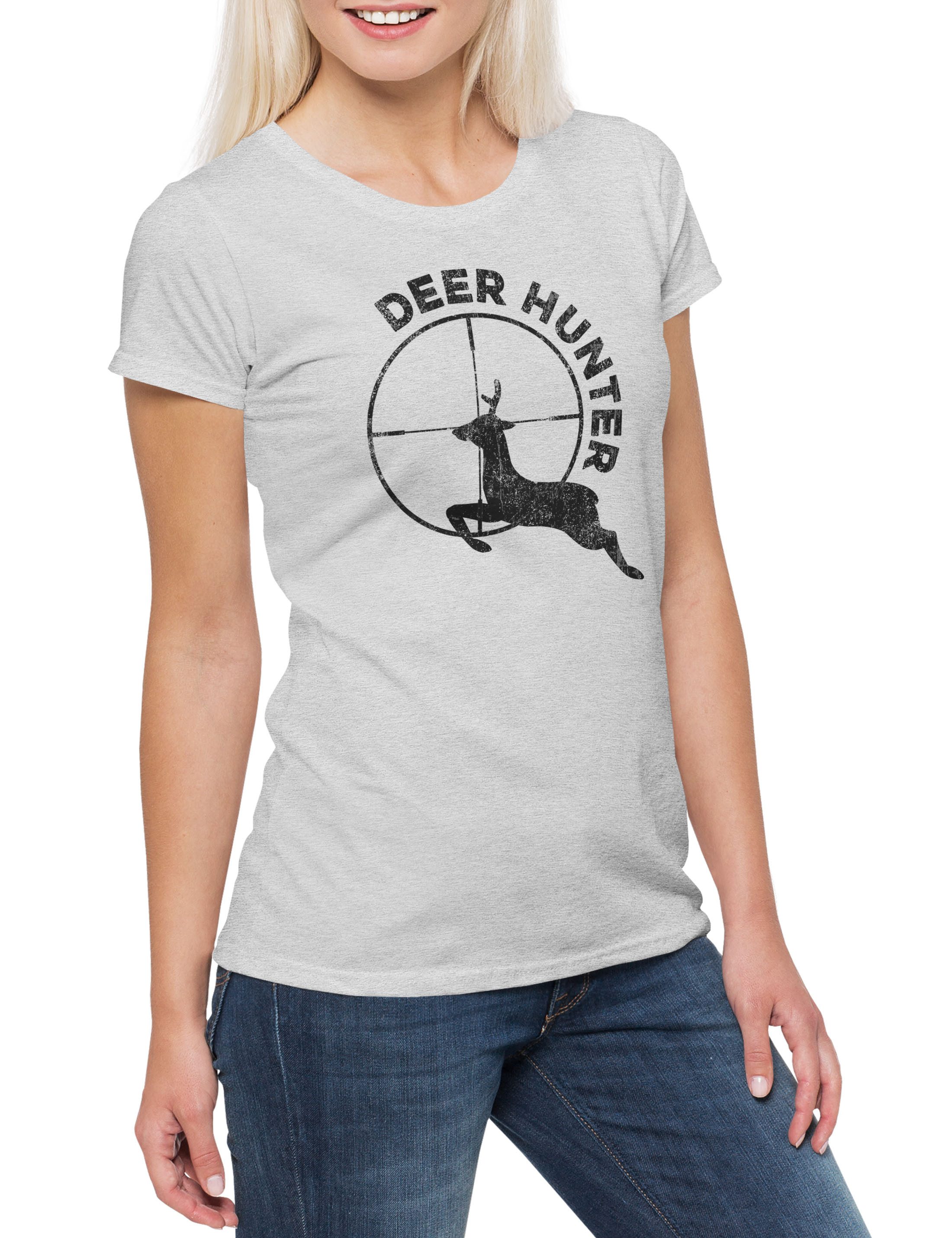 Urban Backwoods Print-Shirt Deer Hunter Damen T-Shirt Hirsch Reh Jagd Jäger Bär Geweih Deer Bear (1-tlg) Hunt Geweih Sport Hunting