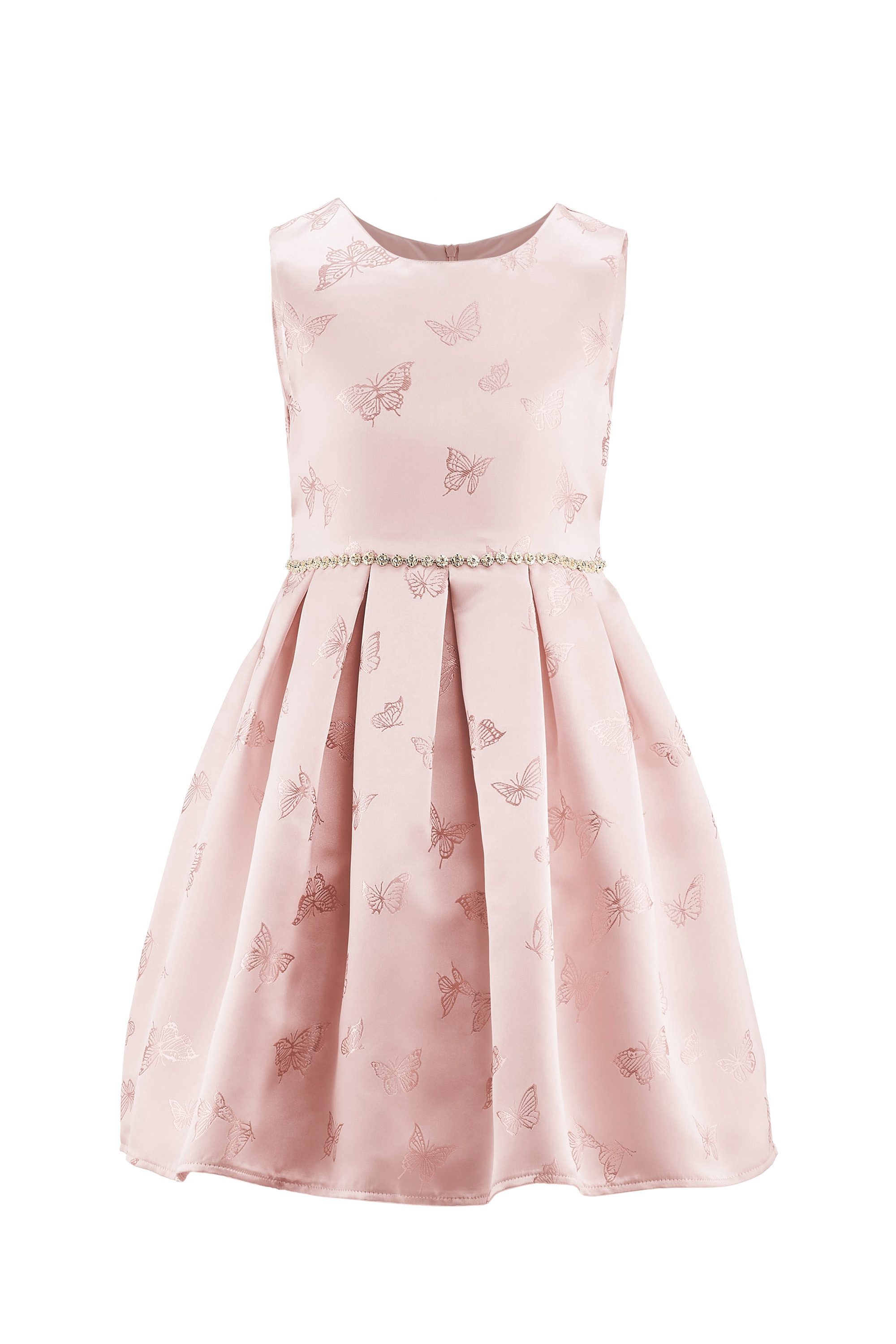 happy girls Sommerkleid mit dekorativer Bordüre vorn und Bindeband im Rücken