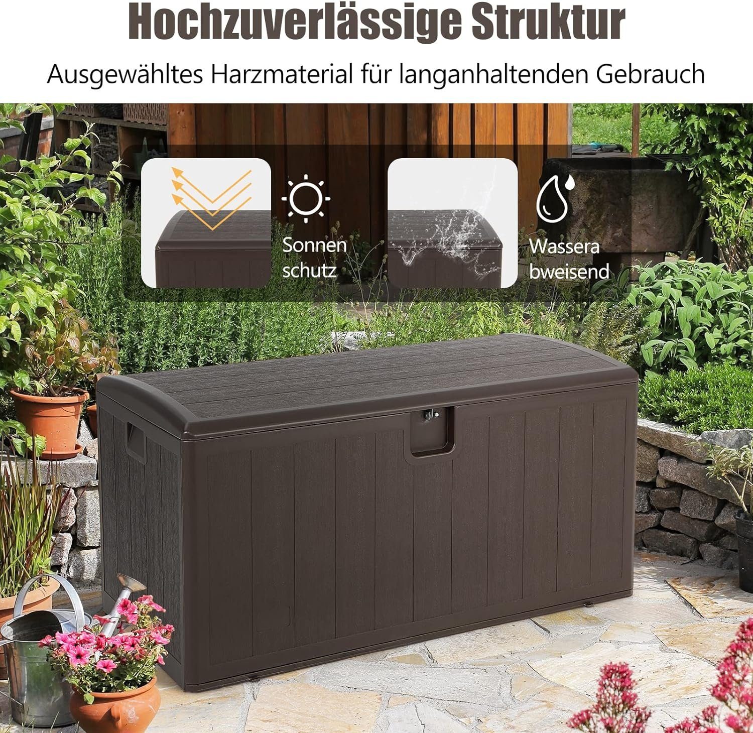 KOMFOTTEU Aufbewahrungsbox 400L, mit abschließbarer Abdeckung