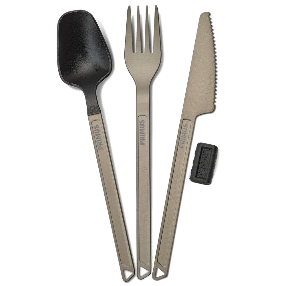 Primus Besteck-Set Trek Cutlery Campingbesteck Aluminium - Schwarz (3-tlg), 1 Personen, Aluminium, ultraleicht und kompakt