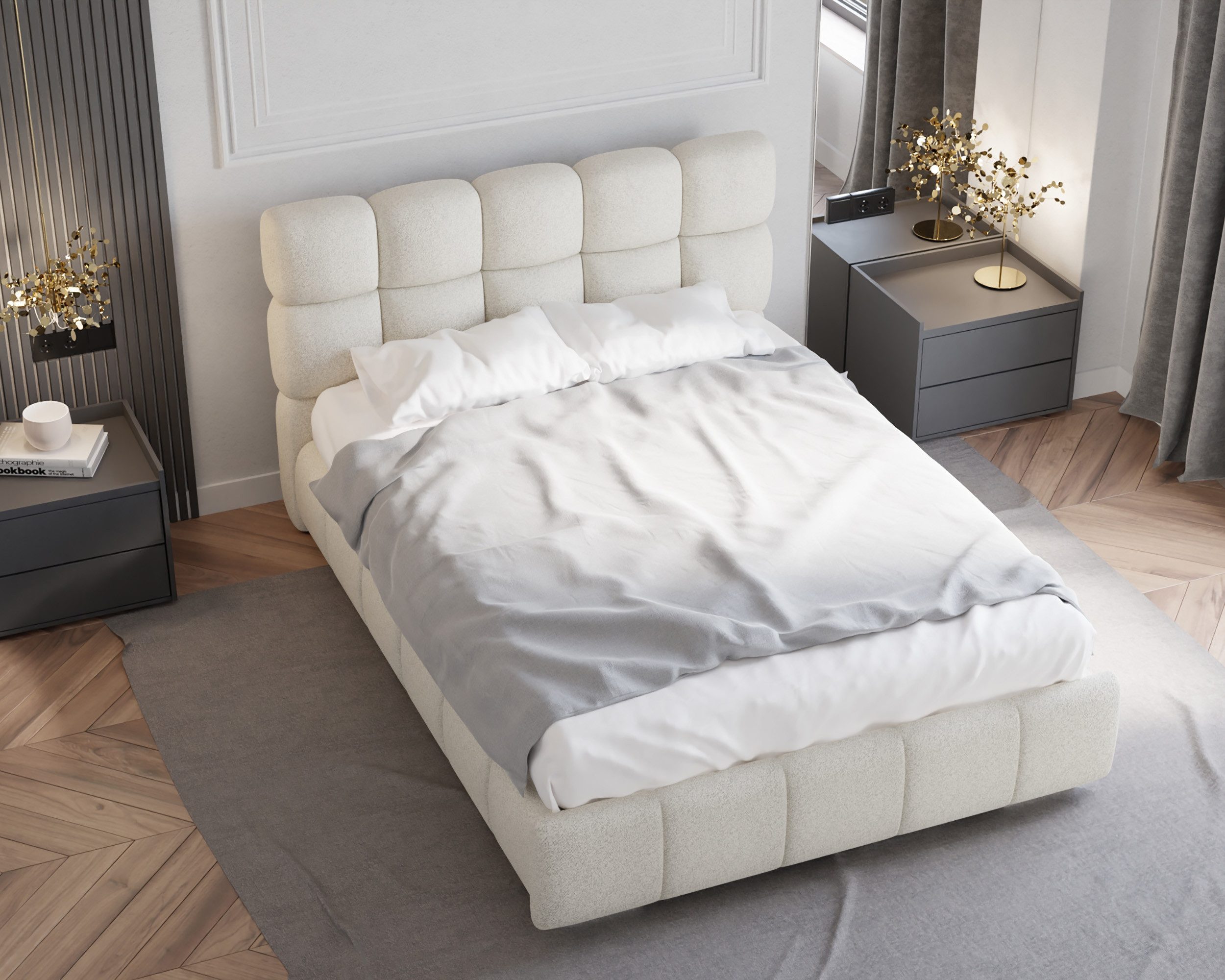Homesy Polsterbett BLISS Luxus-Bett mit Lattenrost Wahl federkernmatraze, kokosmatratze, (Stabile Rahmenkonstruktion Metallrahmen), Ein Luxusbett in jeder Größe 140x200cm 160x200 cm 180x200cm