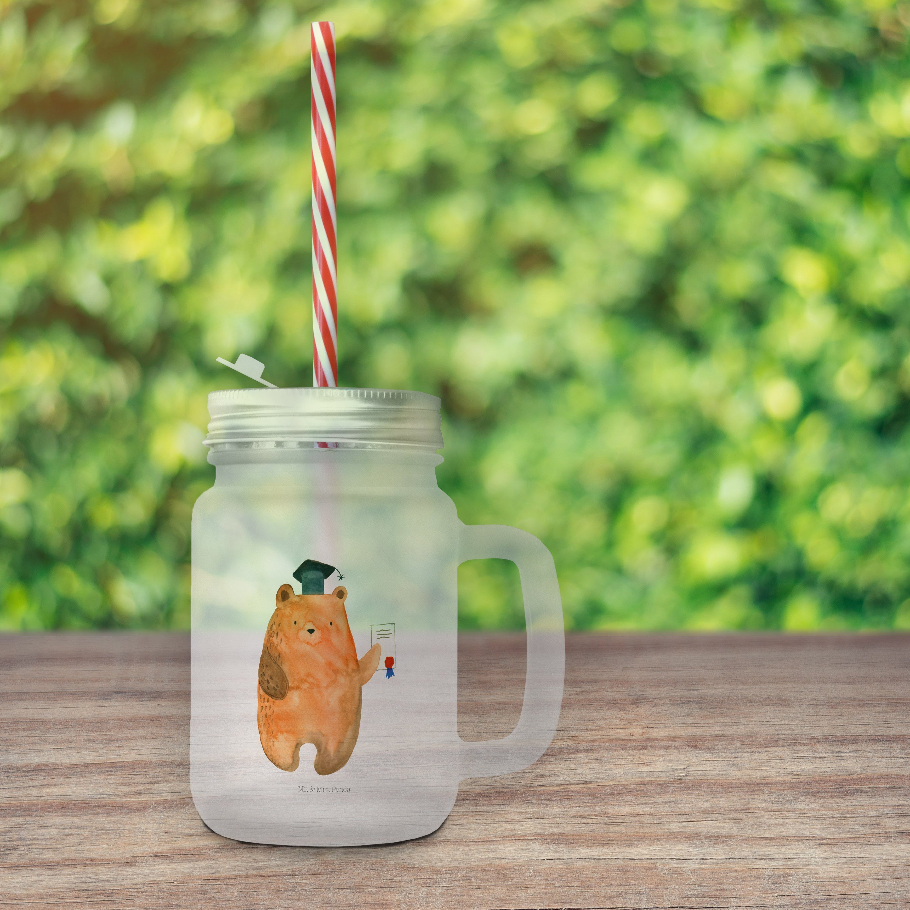 Mason - Mrs. - Trinkglas, Glas Mr. & Prüfungen, Geschenk, Transparent Jar Premium Glas Panda Prüfungsbär