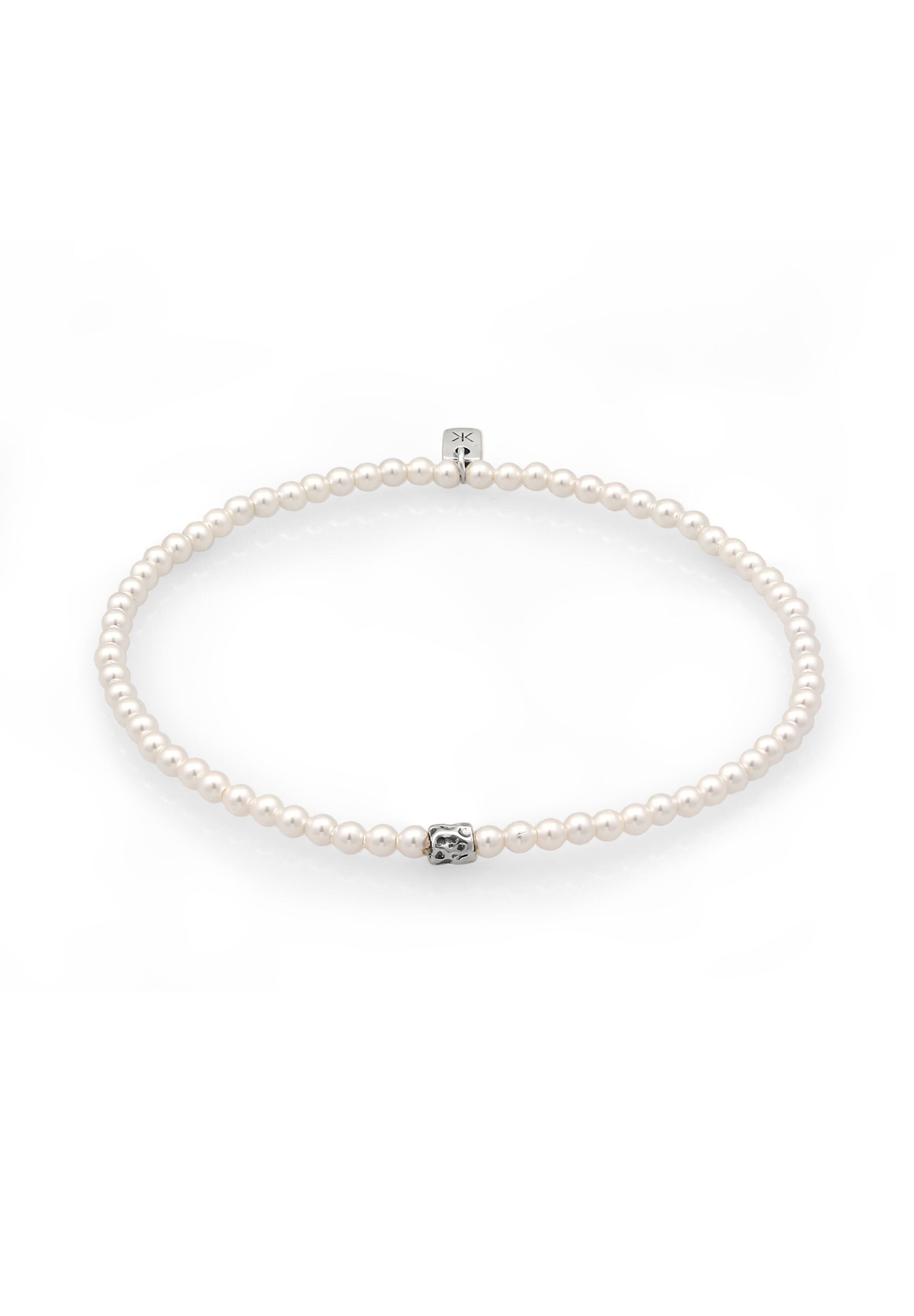 Bead-Armband-Set Perlen von Swarovski® Weiß 925 Sterling Silber