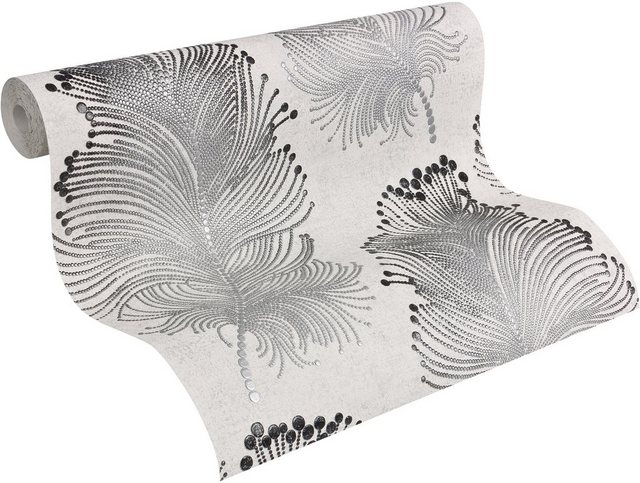 Livingwalls Vliestapete, Vintage Federtapete, Bohemian Burlesque, schwarz