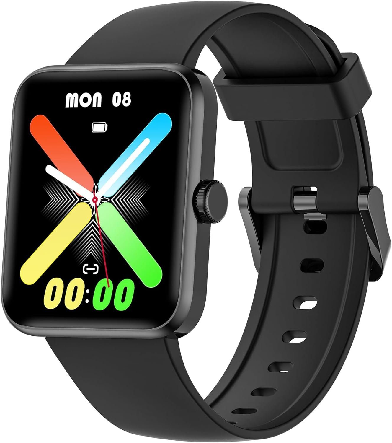blackview Smartwatch (1,83 Zoll, Android iOS), Fitnessuhr Armbanduhr mit Pulsmesser SpO2 Sportuhr Aktivitätstracker