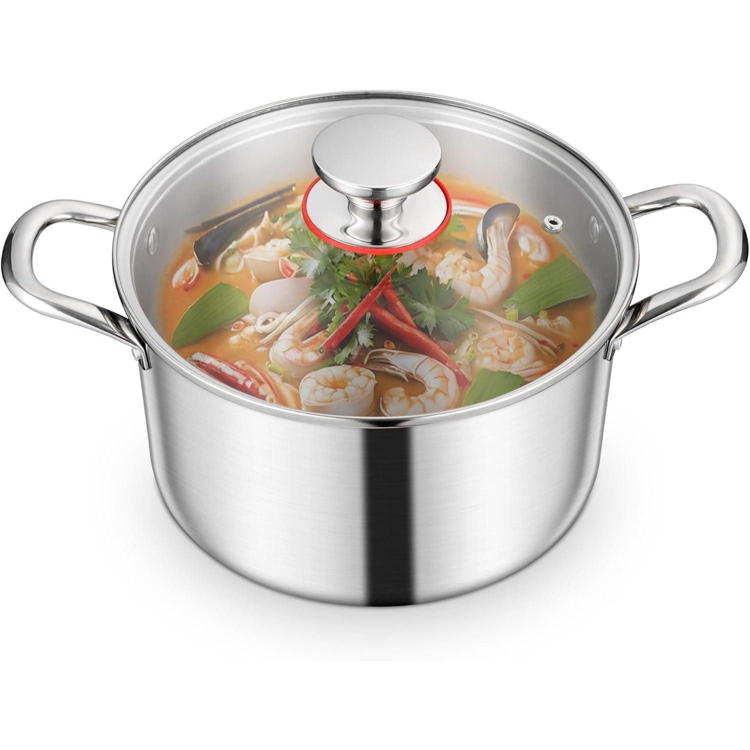 LuxusKollektion Kochtopf Kochtopf 22cm 3-Lagen Induktion Glasdeckel 4,7L Spülmaschinenfest