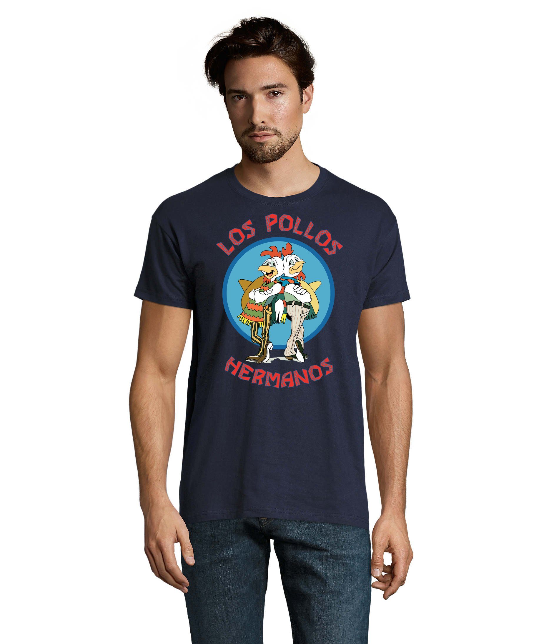 Pollos Herren T-Shirt Hermanos Saul & Los Brownie Logo Print Navyblau Blondie