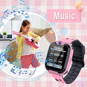 PTHTECHUS Smartwatch (1,55 Zoll), Kinder Uhr Telefon 7 Spiel 1 GB Micro SD Enthalten Kamera 3-12 Jahre