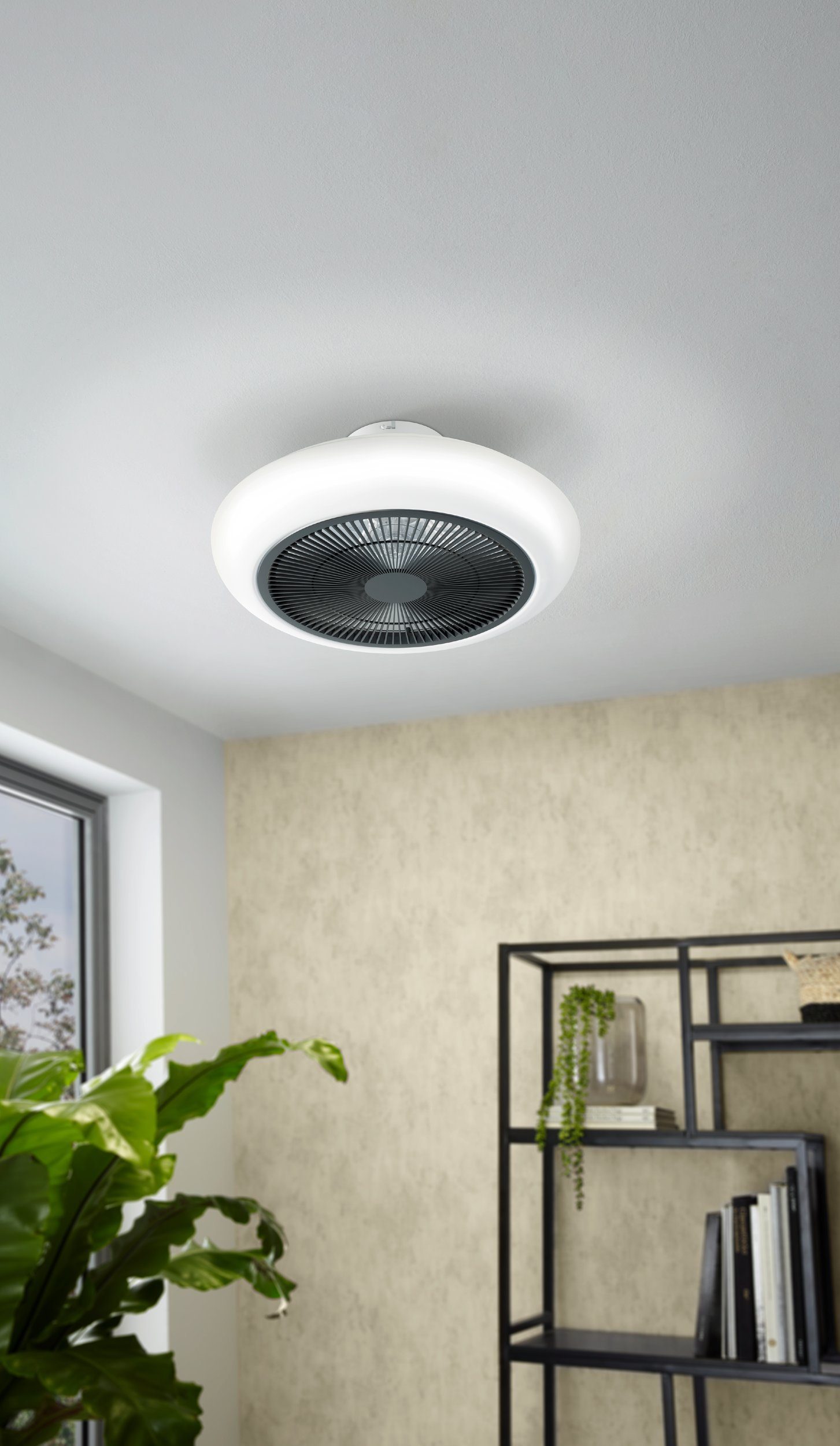 Fernbedienung, dimmbar cm Timer, - Ventilator SAYULITA, LED 45,5 warmweiß integriert, fest kaltweiß, Dimmfunktion, über Ø Decke Fernbedienung, Höhe: LED Abmessungen: inkl., CCT Infrarot - EGLO cm, Timerfunktion, 19 mit Deckenleuchte Fernbedienung,