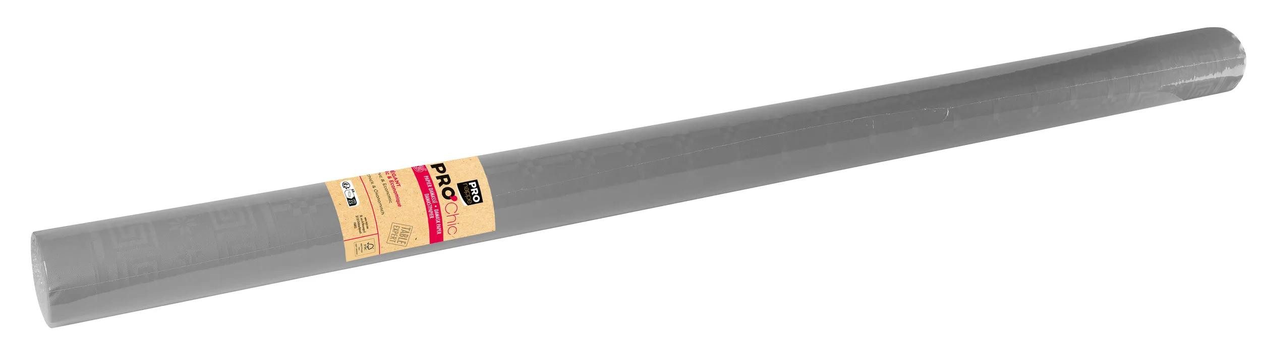 PROnappe Tischband 6x Papiertischdecke auf Rolle mit Damastprägung 1,18x25m Grau R482513I, Nappes rouleaux papier damassé