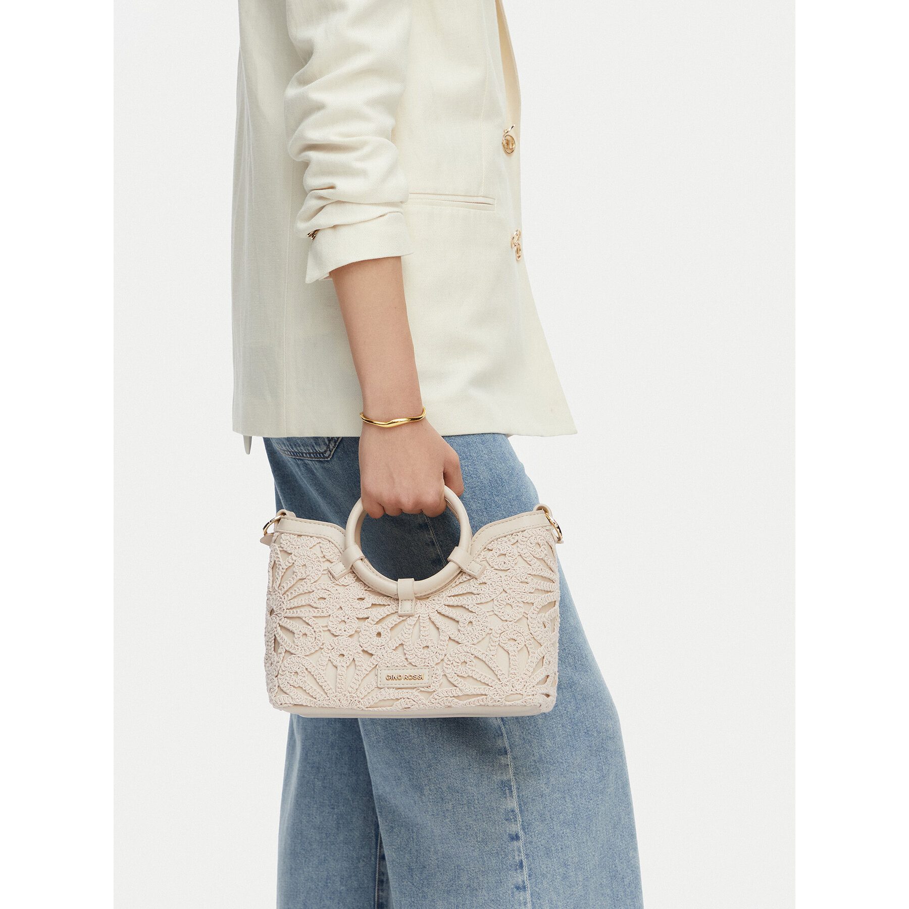 GINO ROSSI Handtasche Gino Rossi Damen-Handtasche in Creme