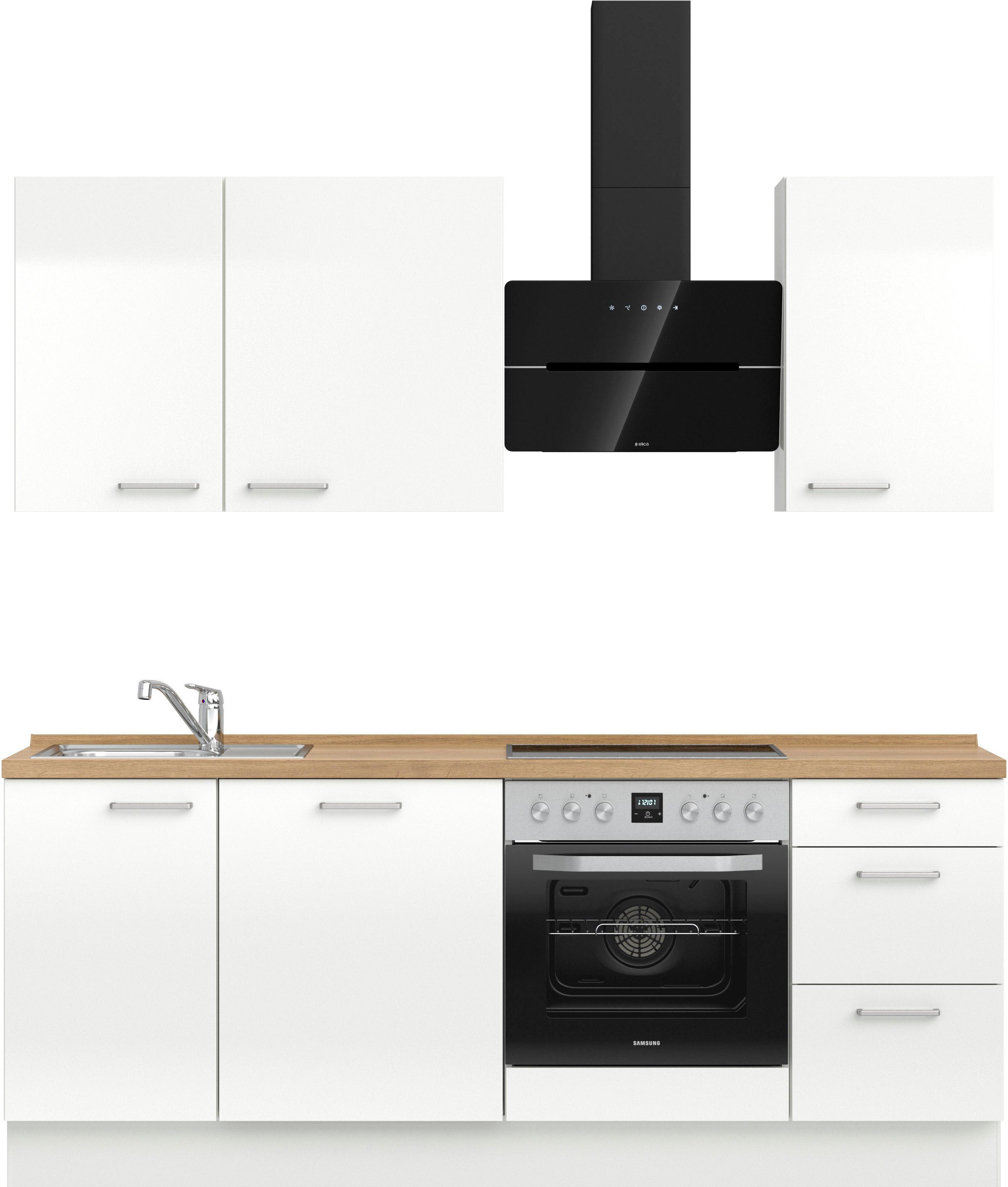 nobilia® Кухниzeile "Flash II", vormontiert, Ausrichtung wählbar, Breite 210 cm, wahlw. mit E-Geräten