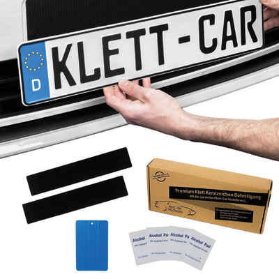 Klett-Car Kennzeichenhalter »2er Set Kennzeichenhalter Rahmenlos für Auto & Motorrad«, Starter Set Fr 2 Kennzeichen