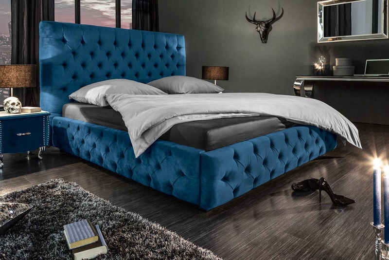 riess-ambiente Bett »PARIS 180x200cm dunkelblau«, mit Samt-Bezug