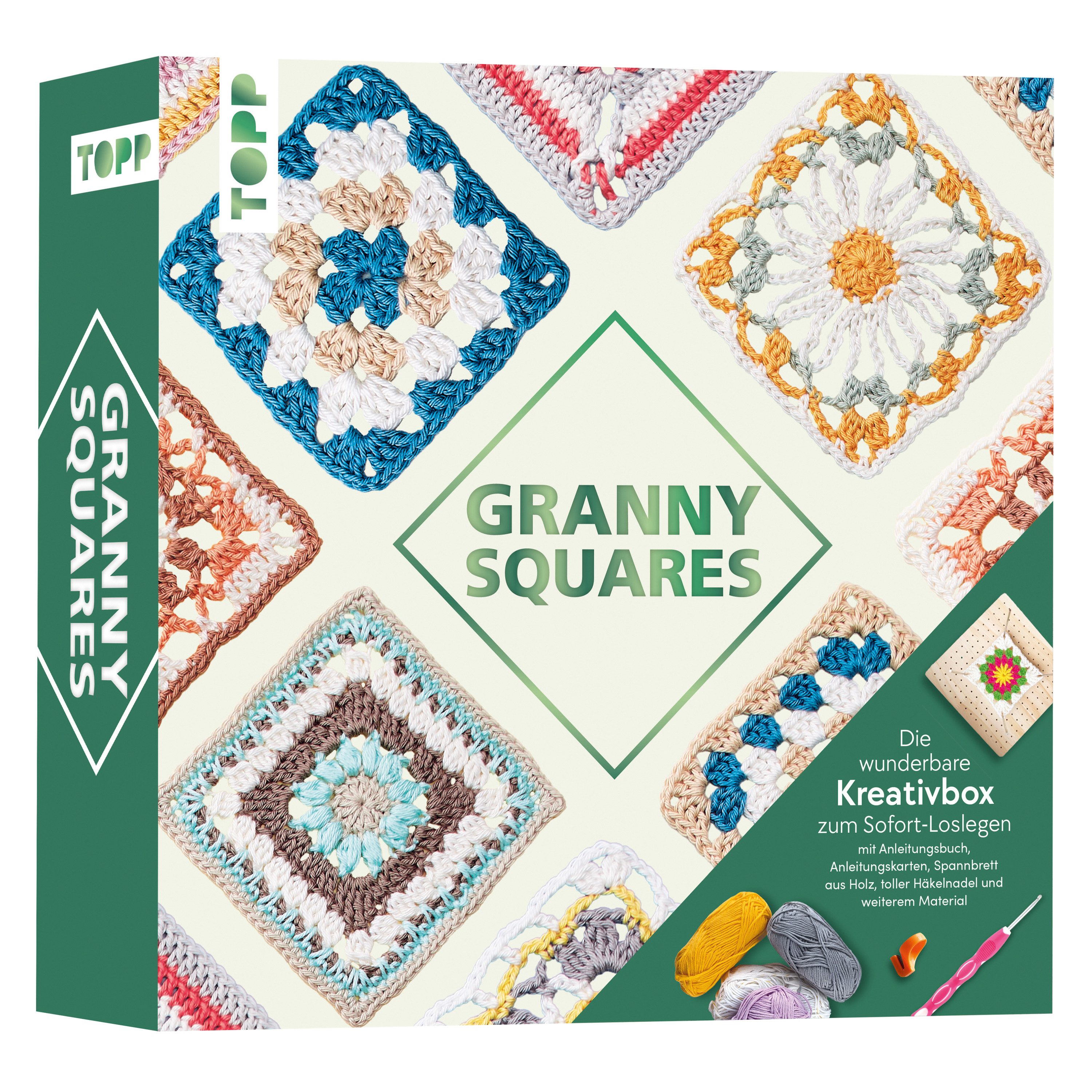 Topp Bastelband Kreativbox Granny Squares, 23 x 23 cm