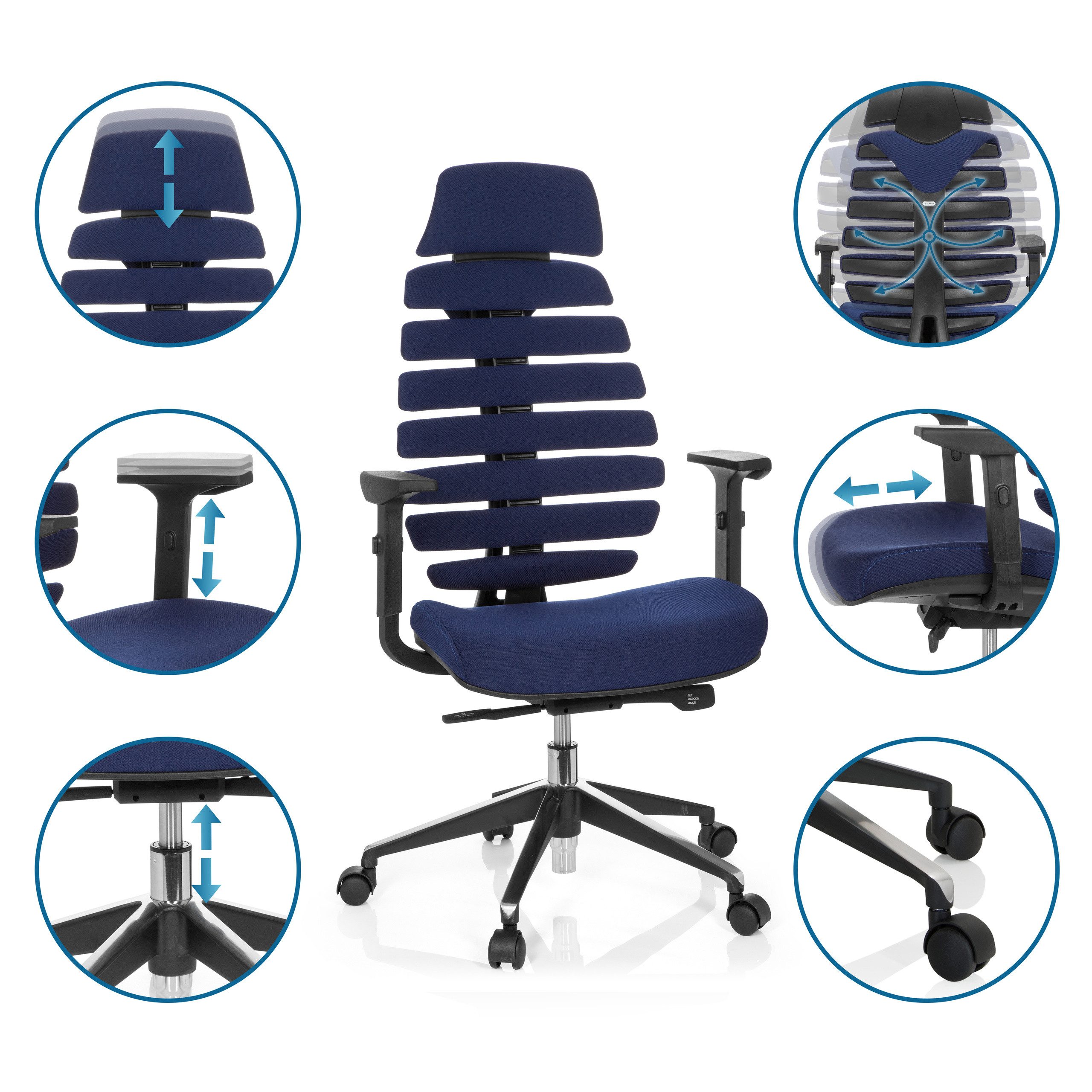 hjh OFFICE Drehstuhl Profi Bürostuhl Ergo Line Ii Pro Stoff (1 St), Ergonomischer Chefsessel, Schreibtischstuhl höhenverstellbar