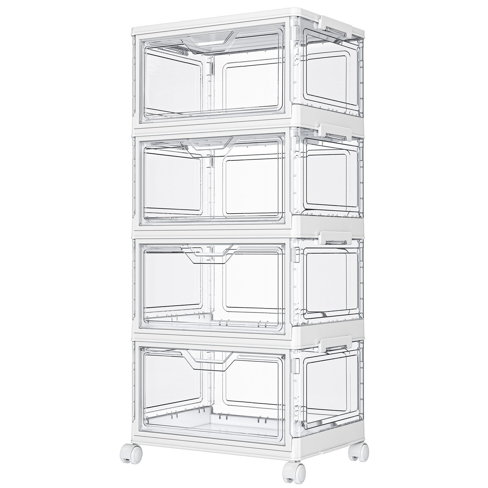 POPOLIC Aufbewahrungsbox 4er-Pack transparente stapelbare Aufbewahrungsboxe günstig online kaufen