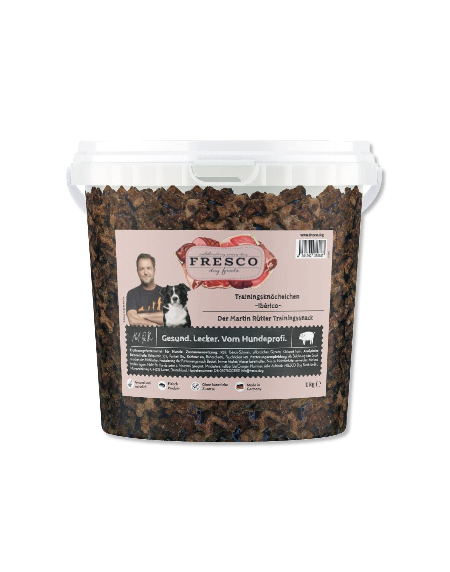 Fresco Dog Martin Rütter Trainingsknöchelchen Ibérico 1kg, gesunde Hunde Leckerli, Snack für: Hunde, Hypoallergen, getreidefrei & zuckerfrei